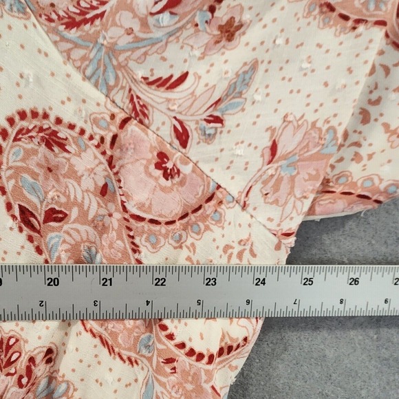 Torrid Swiss Linen Surplice Midi Dress 2X Cream Soft Pink Floral Faux Wrap Lined - Picture 12 of 15